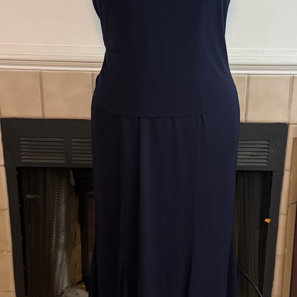 Alex Evenings Petite Blue Party Dress with Sequin and “Crystal” Accents